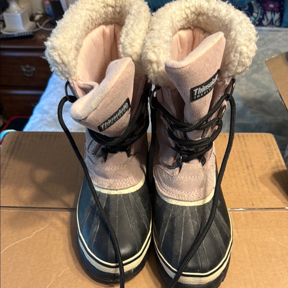 Thinsulate Pink and Black Winter Boots